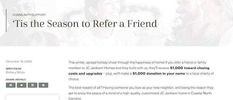 referral marketing ideas—holiday referral program