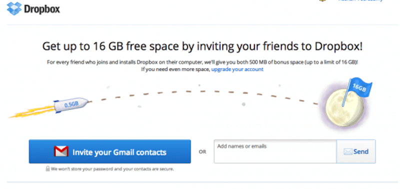 referral marketing ideas—give-to-get referral program example dropbox