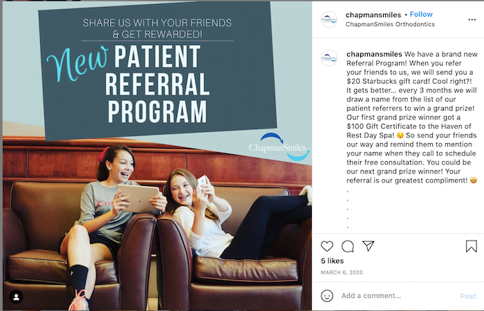 referral marketing ideas—patient referral instagram post 