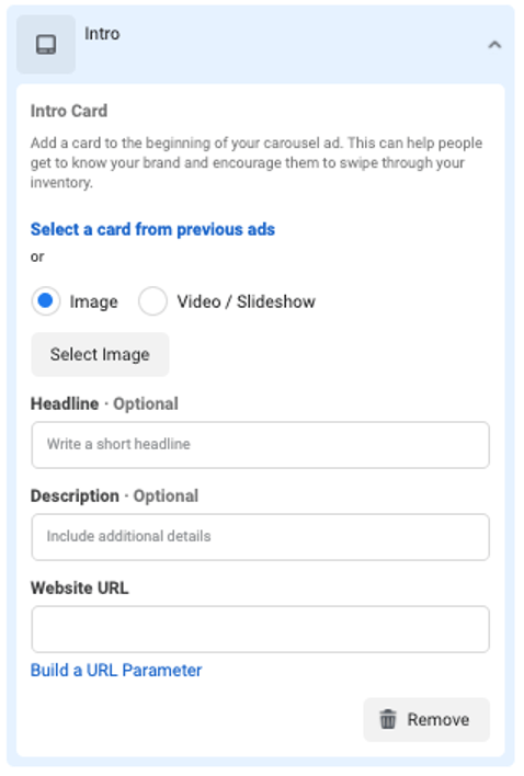 facebook dynamic product ads intro card