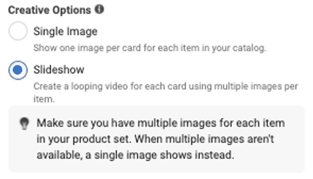 facebook dynamic product ads slideshow