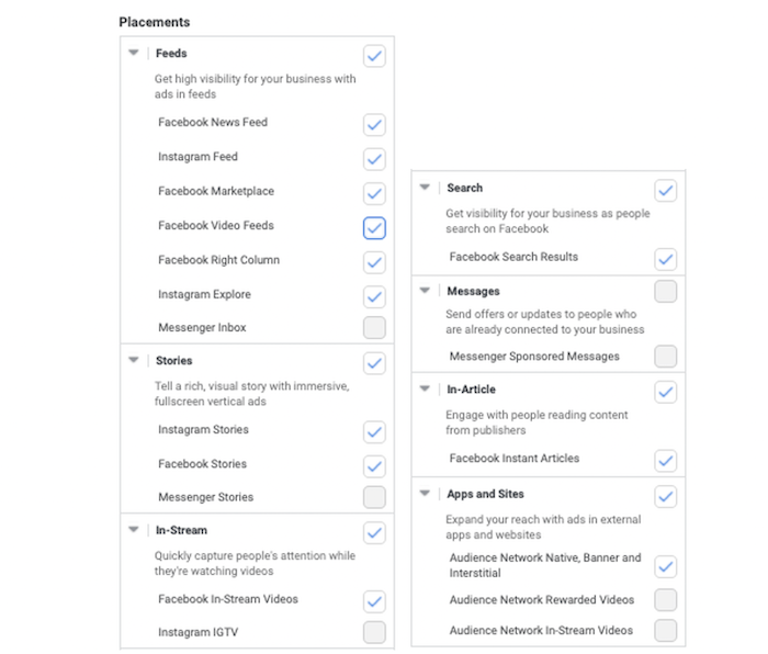 facebook ads mistakes—placement portion of ad set controls tab