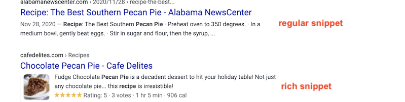stand out from competitors on google regular snippet vs rich snippet