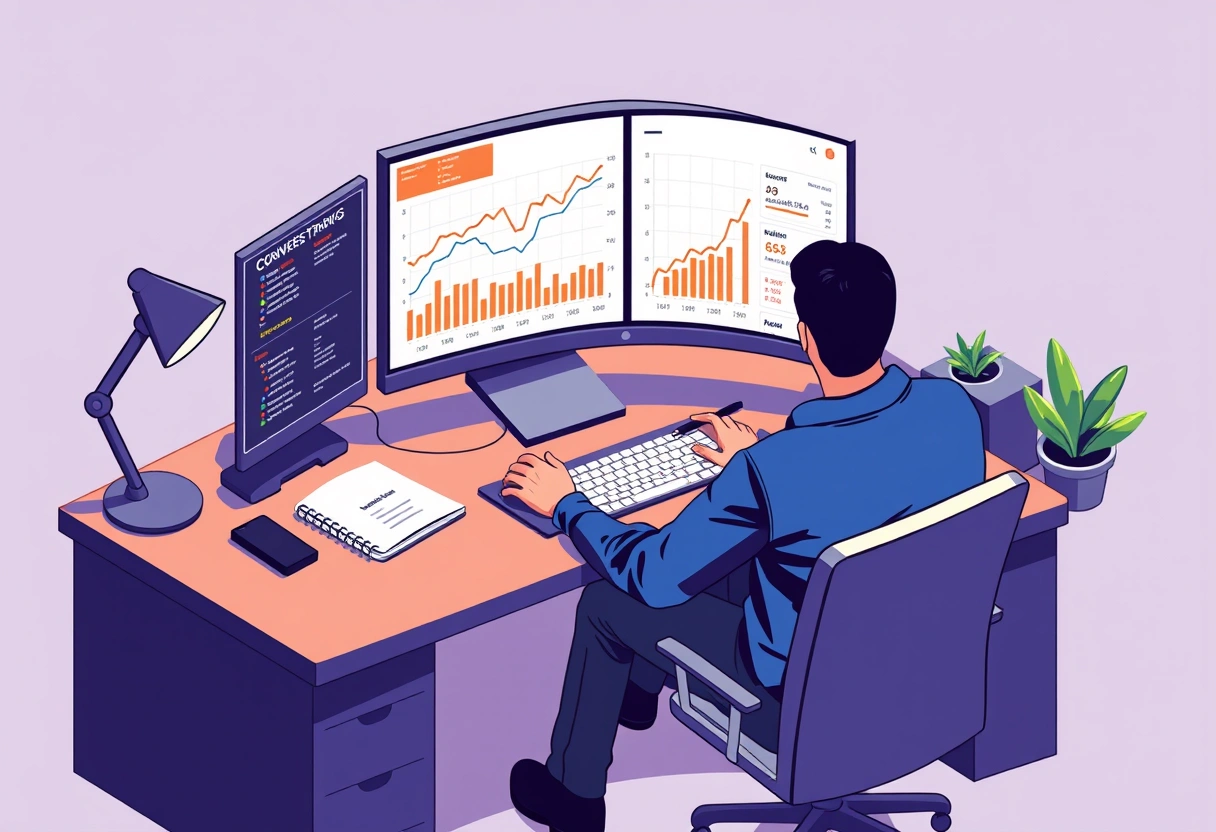 Marketer reviewing analytics dashboard showing spend and impressions across multiple channels