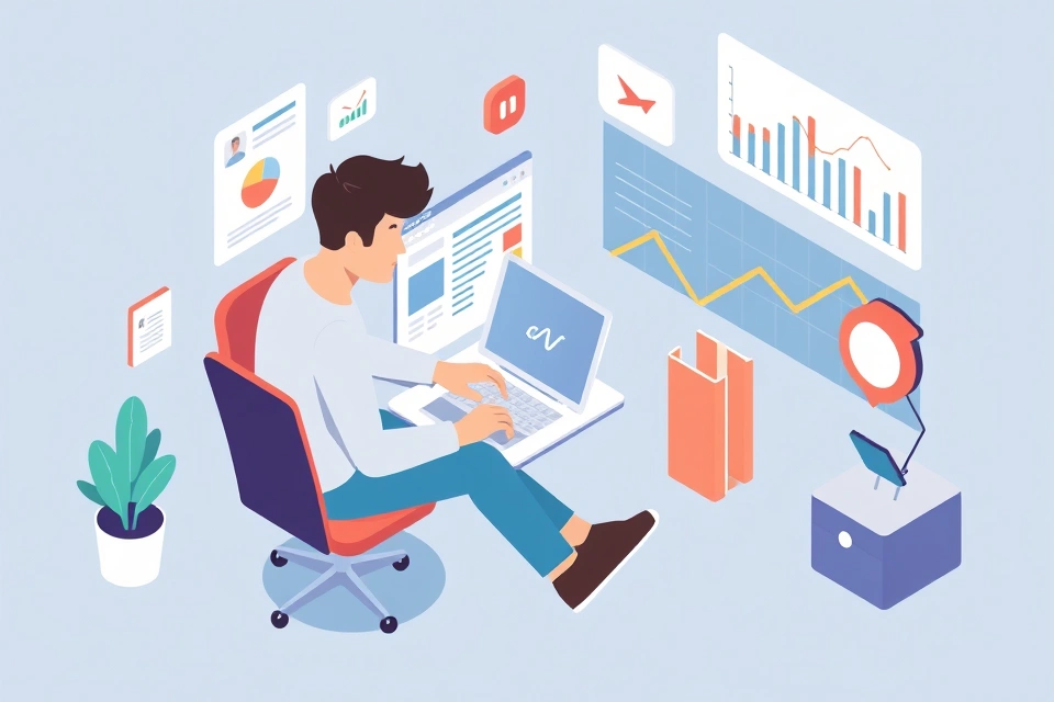 Beginner marketer reviewing analytics from their own social media or blog project