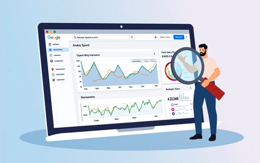 A website analytics dashboard displaying low organic traffic metrics and search visibility data.