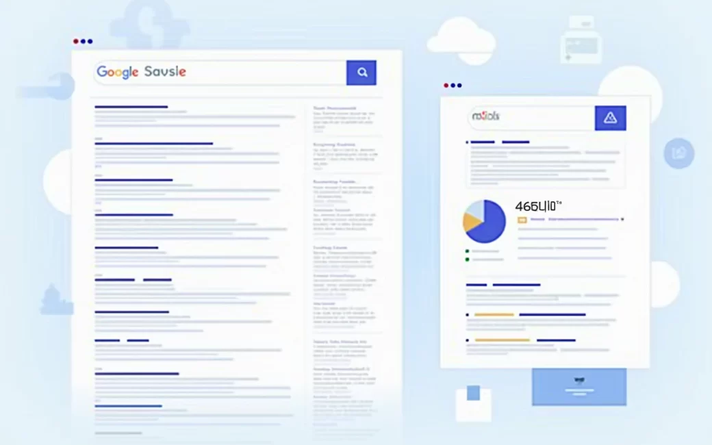 Search results page showing varied ranking positions for different queries.